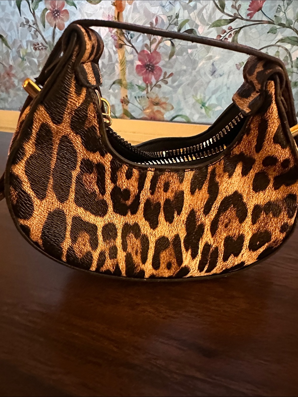 Leopard Print Micro Mini Hobo Bag Gold Hardware Bag Charm Y2K - Picture 15 of 17